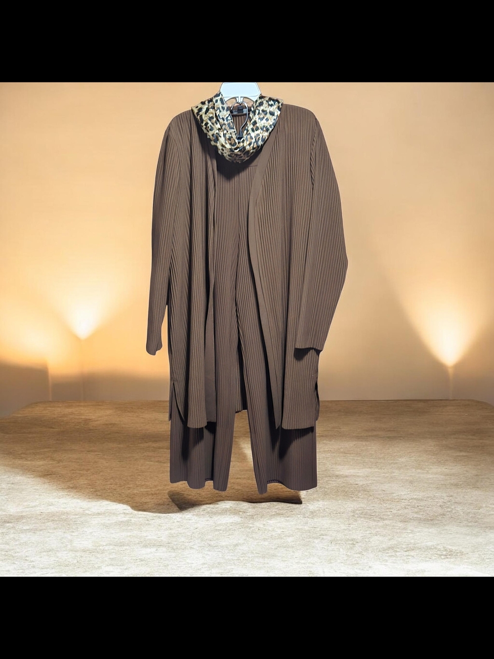 Brown Pleated Pants And Sweater. Pant Size Large Top Size Xlarge. New W/O Tag.